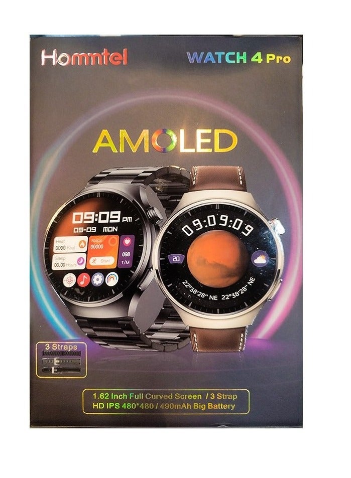 homntel Classic Series Smart Watch with Call Function Health Monitoring Voice Assistant Compass and HD Display Includes 3 Interchangeable Straps - Image 1